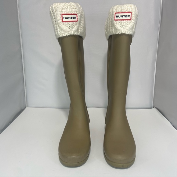 Hunter Tall Rain Boots with Knit Cuffs - Olive Green - Picture 2 of 13